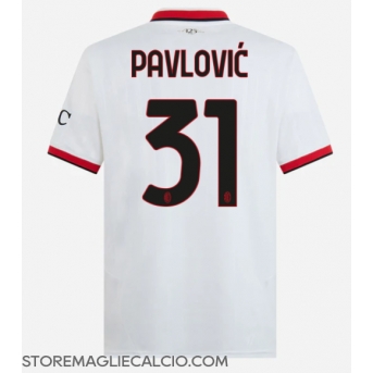 AC Milan Strahinja Pavlovic #31 Maglia Gara Trasferta Repliche 2024-25 Maniche Corte